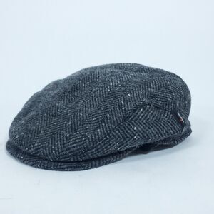 WIGENS Herringbone Design Brown Flat Cap 100% Wool Casual Size XL (61)